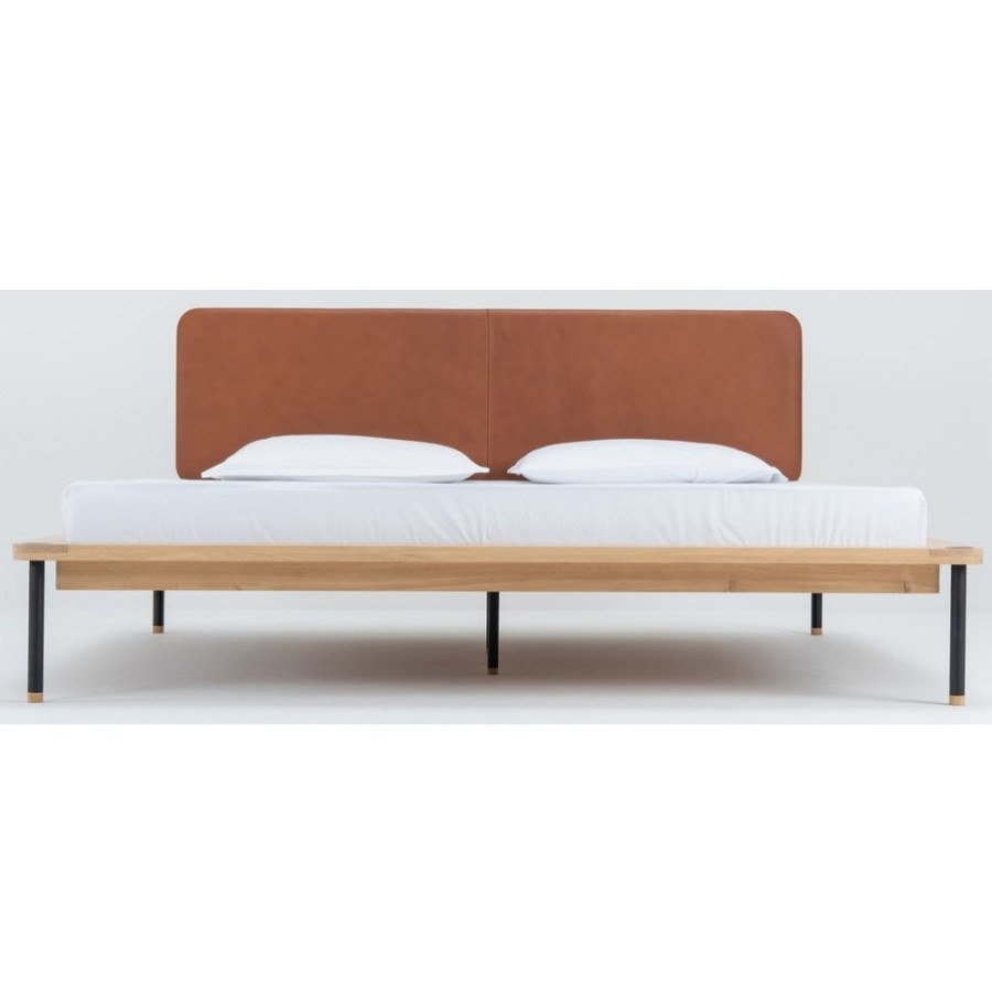 Gazzda Beds | Gazzda - Fina Bed Dakar Leather Whiskey Headboard