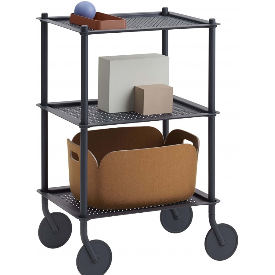 Muuto Serving Trolley | Muuto - Flow Trolley 3 Levels Blue Gray